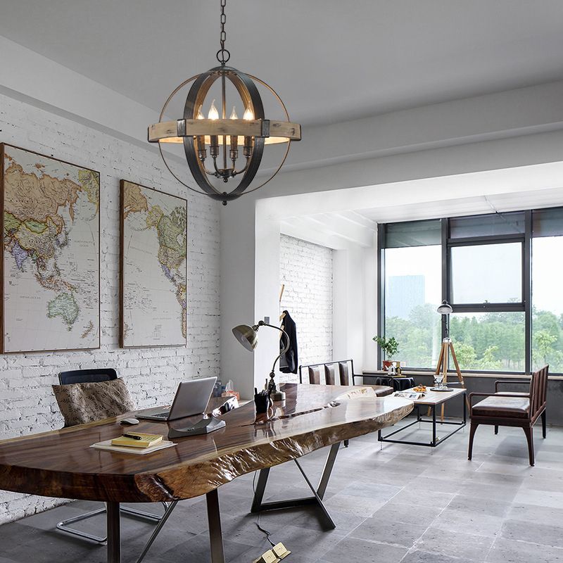 Multi Light Candle Branch Hanging Lights Industrial Style Metal Hanging Lighting for Study