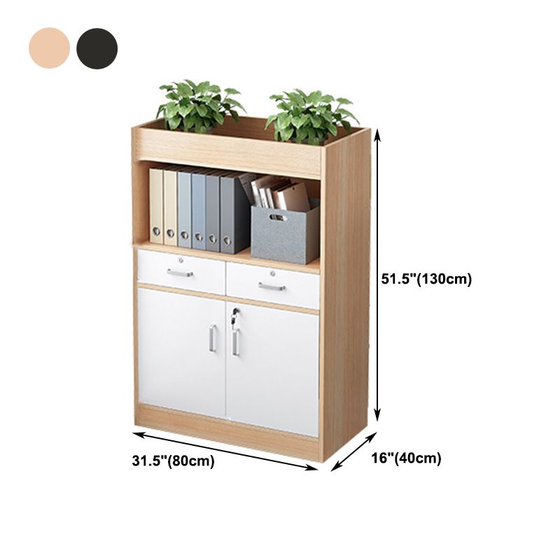 Wooden Bookcase with Doors Contemporary Bookshelf for Home Office