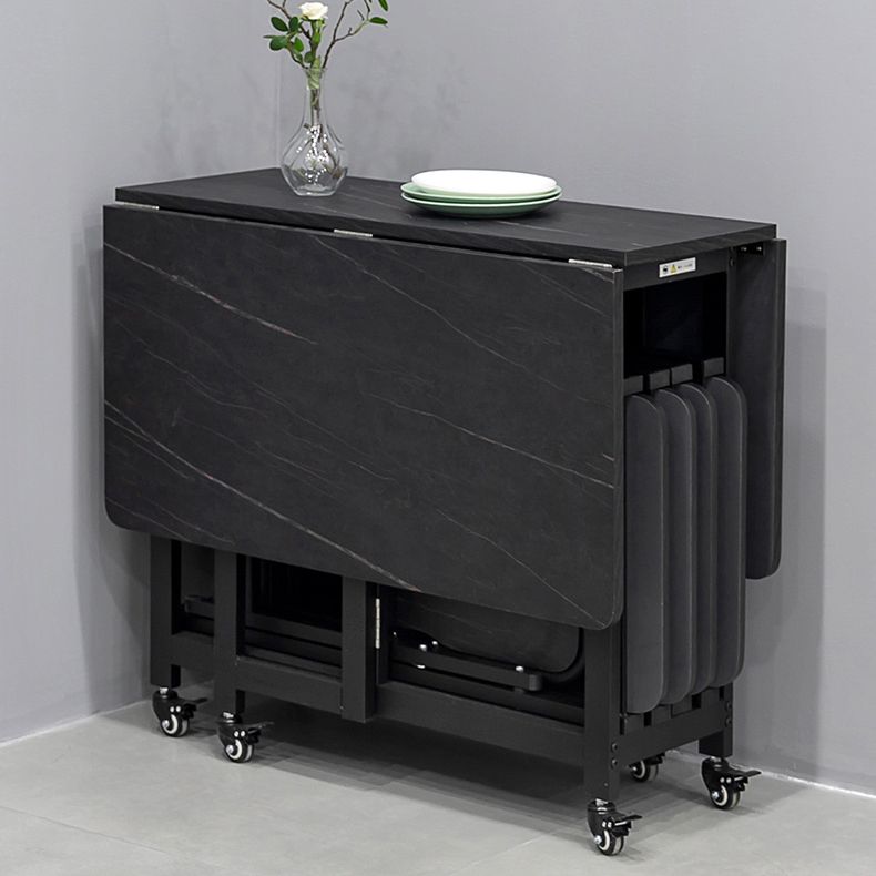 Modern 1/2/5/7 Pieces Foldable Dinette Set Black Wood Dining Table Set for Kitchen