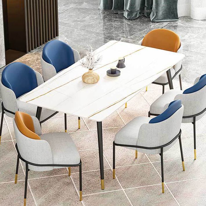 Stone Dining Table Contemporary Dining Table with 4 Black Legs