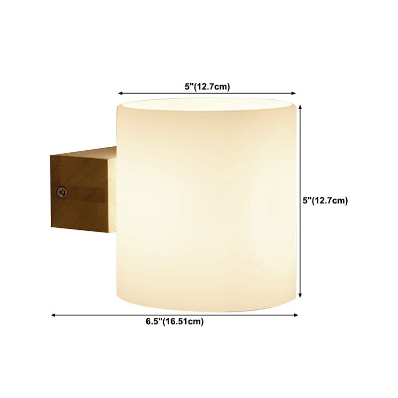 1-Light Wall Sconce Modern Style Wood Wall Lighting for Bedroom