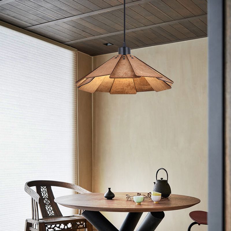 Côté à cône en bois Éclairage pendentif style moderne 1 lumière suspendue pour le salon