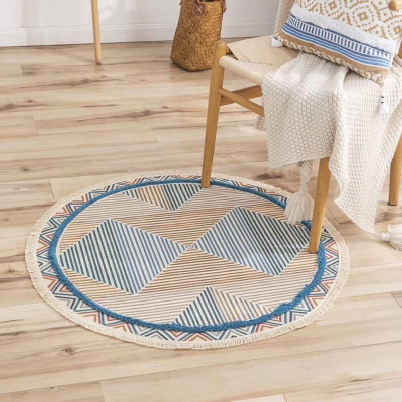 Chique bloemen binnen tapijt multi -gekleurde boho tapijt katoen wasbaar tapijt van woonkamer