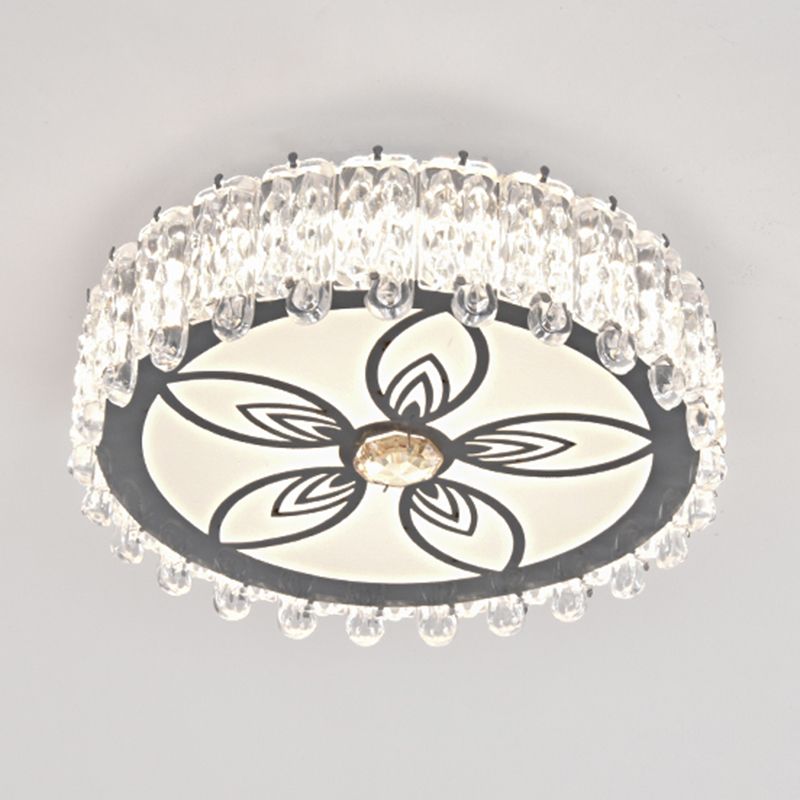 Plafonnier circulaire contemporain en cristal pour couloir, éclairage encastré à LED en acier inoxydable