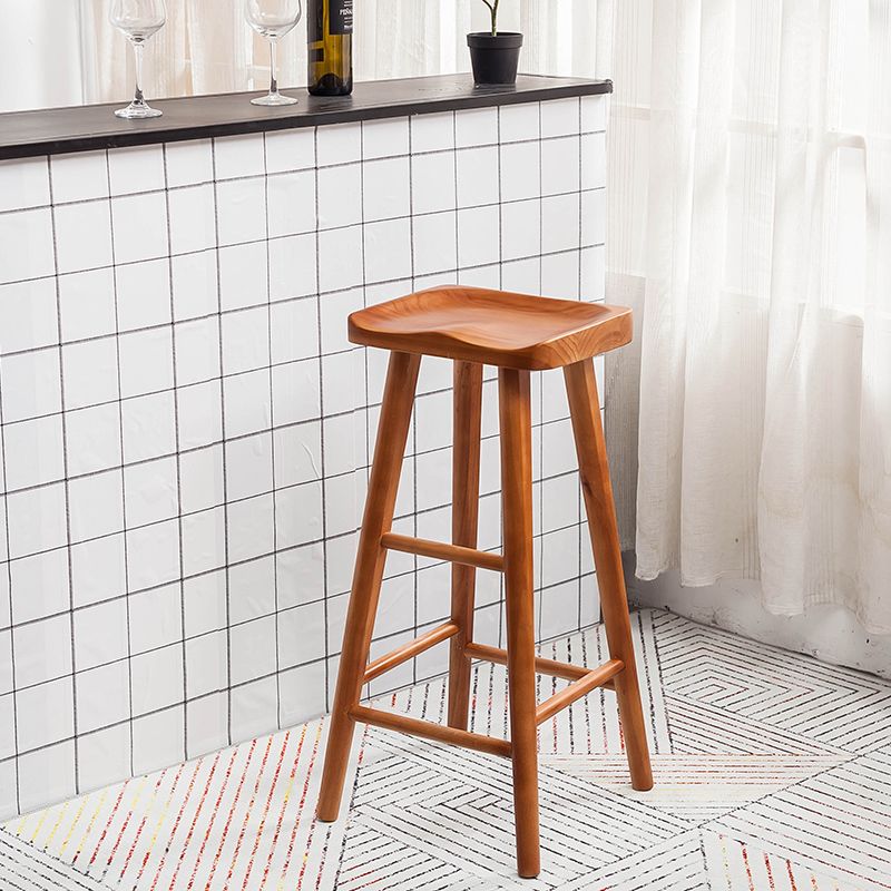 Modern Saddle Seat Counter Bar Stool Solid Wood Footrest Counter Stool