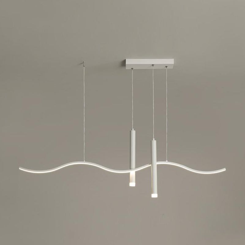 White Ceiling Light LED Contemporary Kitchen Island Lighting for Dining Room