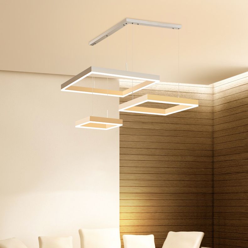 Moderne verlichting kroonluchters Meerdere vierkanten Opgeslepen verlichtingsarmaturen voor woonkamer