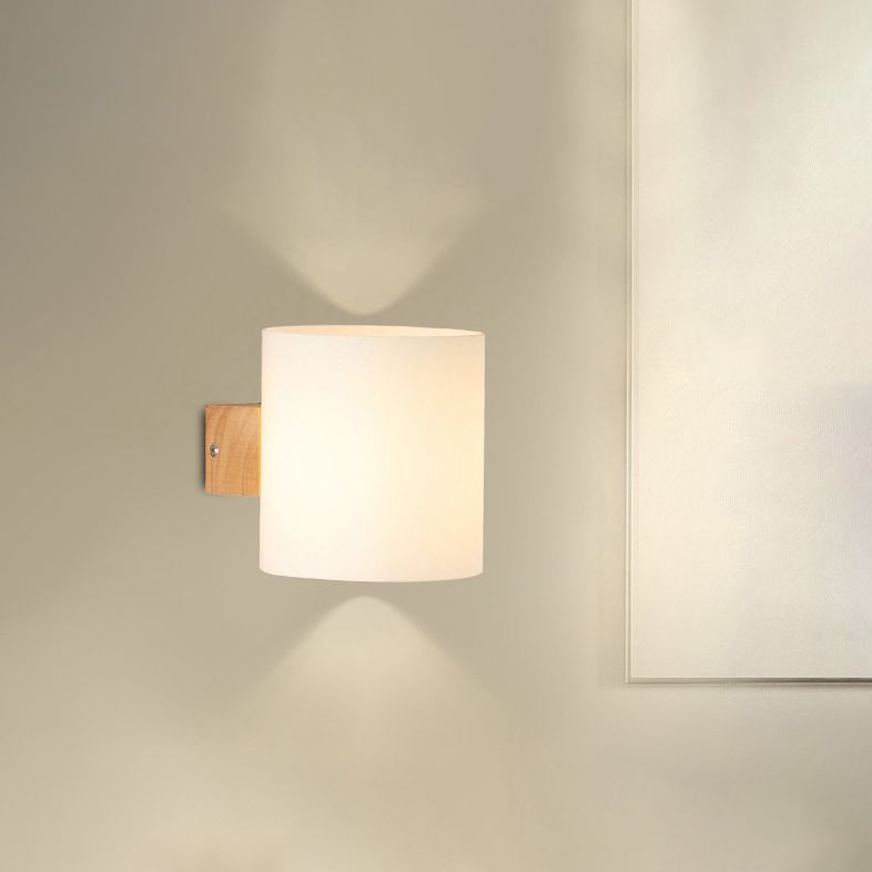 Wood Bath Vanity Lighting Modern White Shade Wall Light Sconces