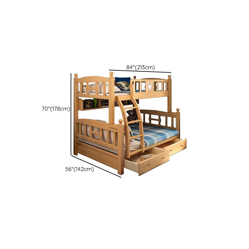 Natural Beech Bunk Bed Modern Bedroom Bunk Bed with Footboard