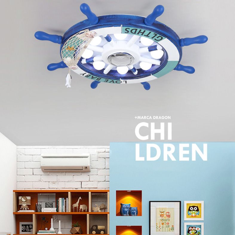 Éclairage encastré à gouvernail en métal, plafonnier LED bleu de Style méditerranéen