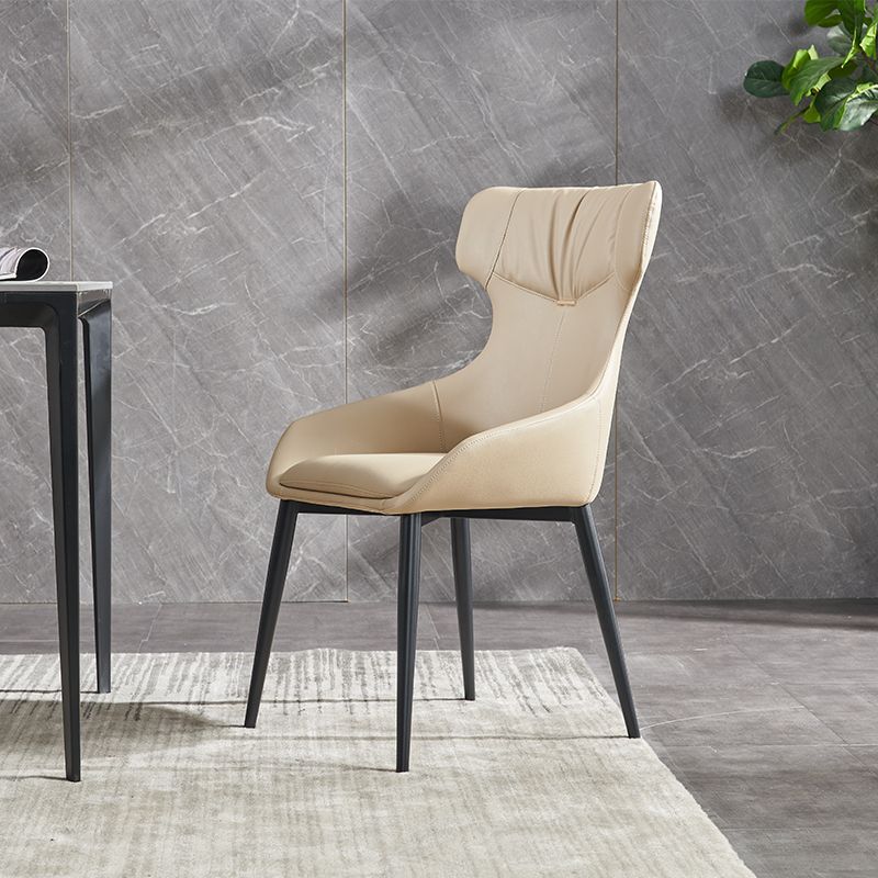 Modern Armless Dining Chairs Faux Leather Upholstered Dining Side Chair