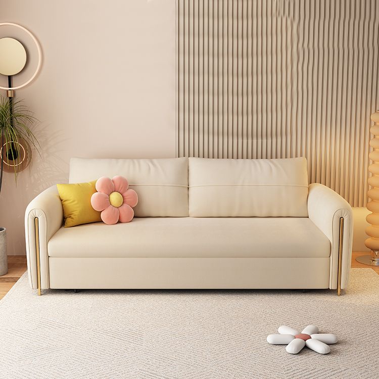 32" Wide Scandinavian Sofa Futon White Foldable Sleeper Sofa