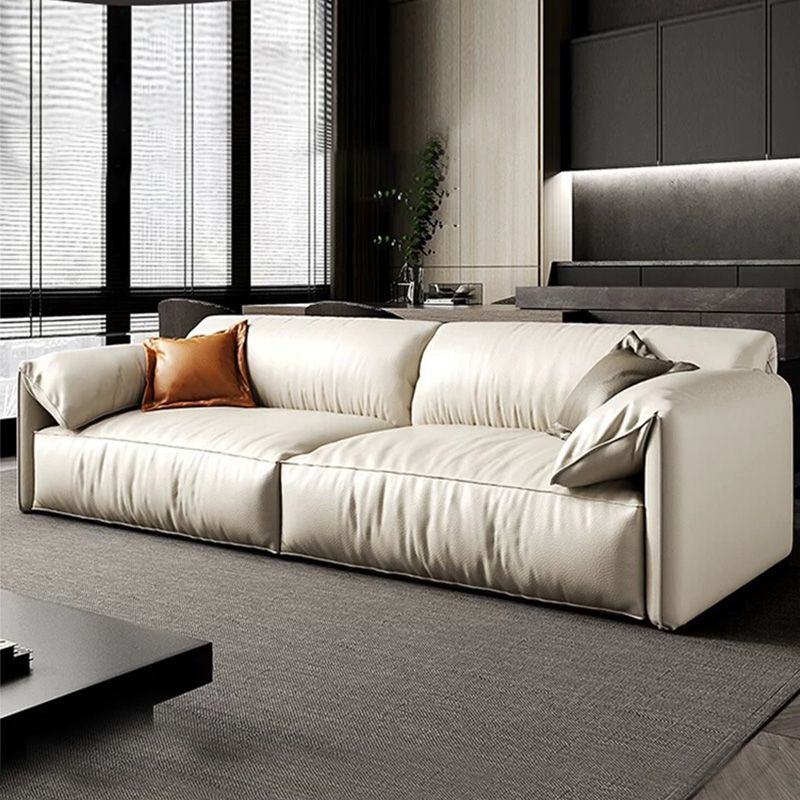 Modern Style with Pillow Armrest and Cushioned Seat Down/cotton Padded White Sofa
