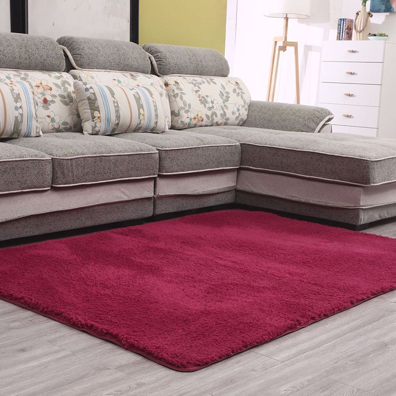 Simple Living Room Rug Multi-Color Solid Color Area Carpet Lamb Wool Non-Slip Easy Care Indoor Rug
