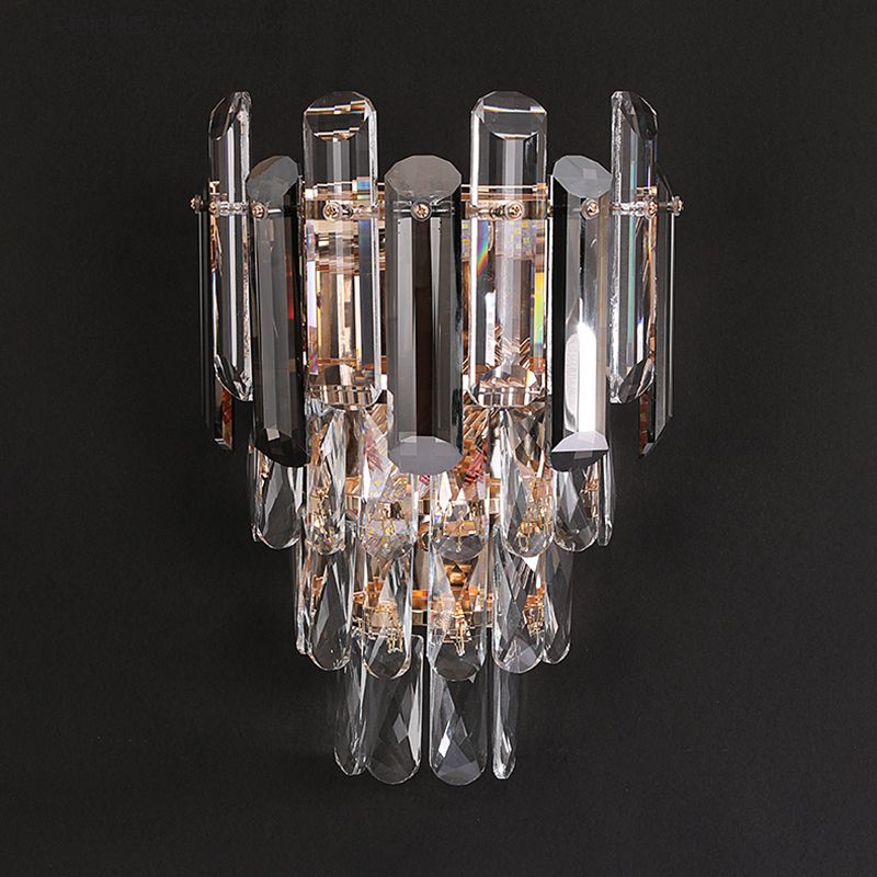 Geometric Shade 3-Lights Wall Sconce Modern Style Crystal Wall Mount Light Fixture