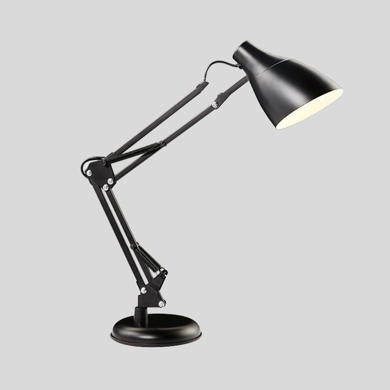 Black/White Multi-Joint Task Desk Lamp with Cone Shade Modern Style 1 Light Metallic Task Lighting for Study Room