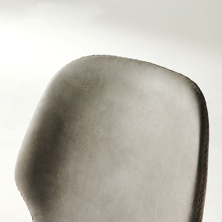 Scandinavian Style Faux Leather Dining Chairs Solid Back Armless Chairs for Home