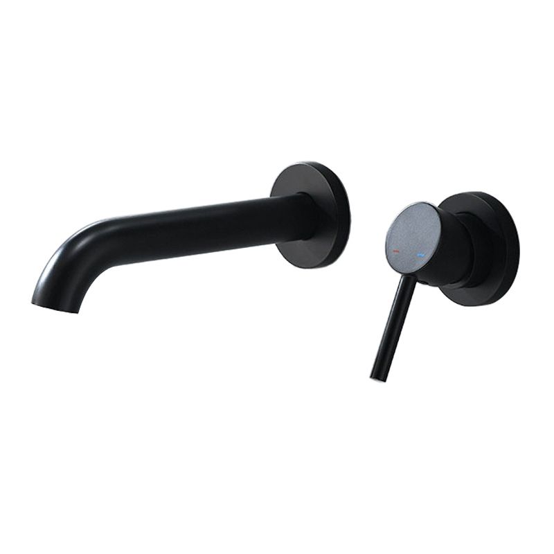 Low Arc Sink Faucet Wall Mounted 2 Holes Single Lever Handle Bathroom Sink Faucet