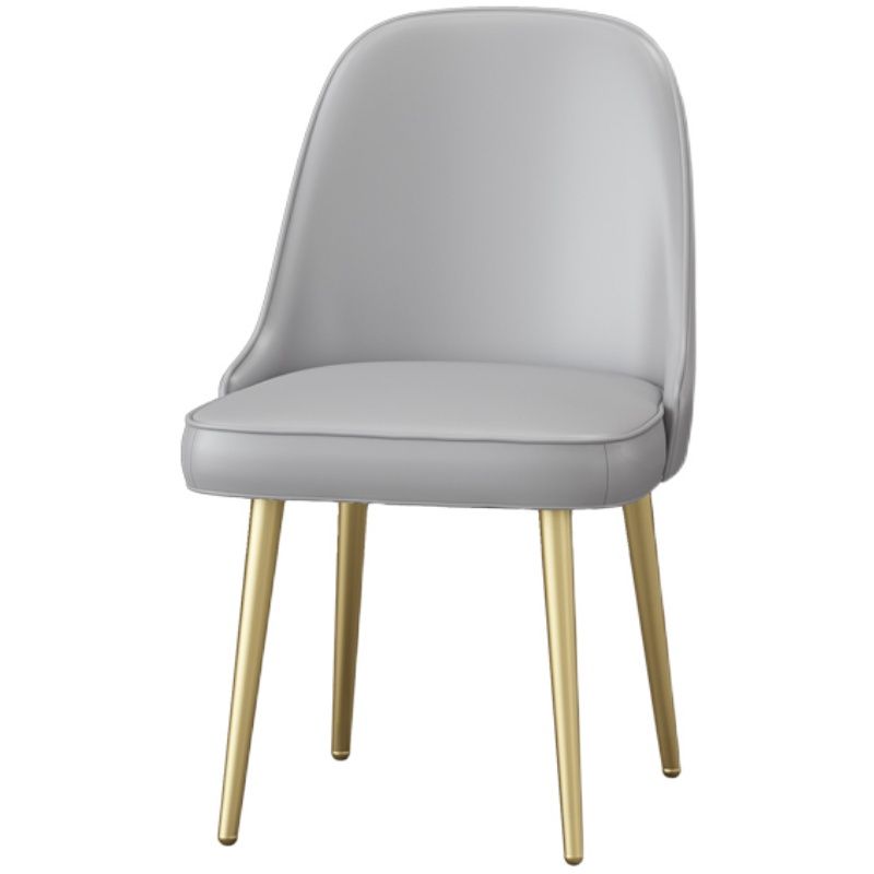 Nordic Metal Dining Room Armless Chairs Upholstered Linen Fabric Chairs for Restaurant