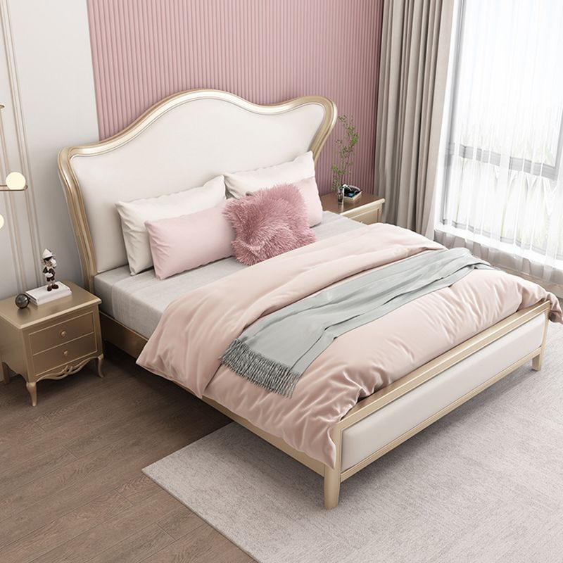 Victorian Standard Bed Foam Pine Wood Bed Frame With Custom Gold Legs