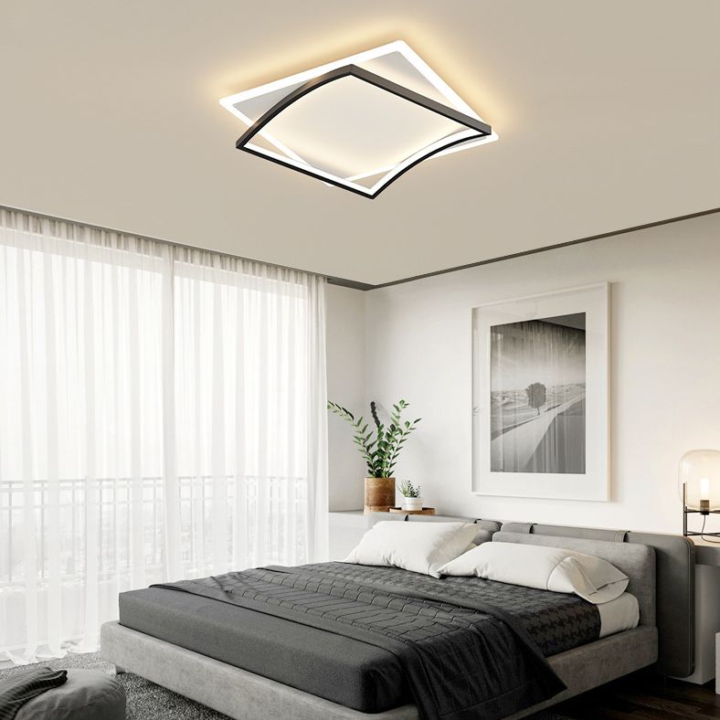 Acrylic Square Ceiling Mounted Fixture Modern Style Black-White LED Ceiling Flush Mount Light