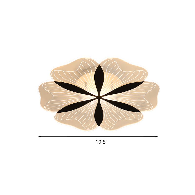 Flower-Like Flush Light Nordic Metal LED Bedroom Ceiling Flush Mount in Black, White/Warm Light