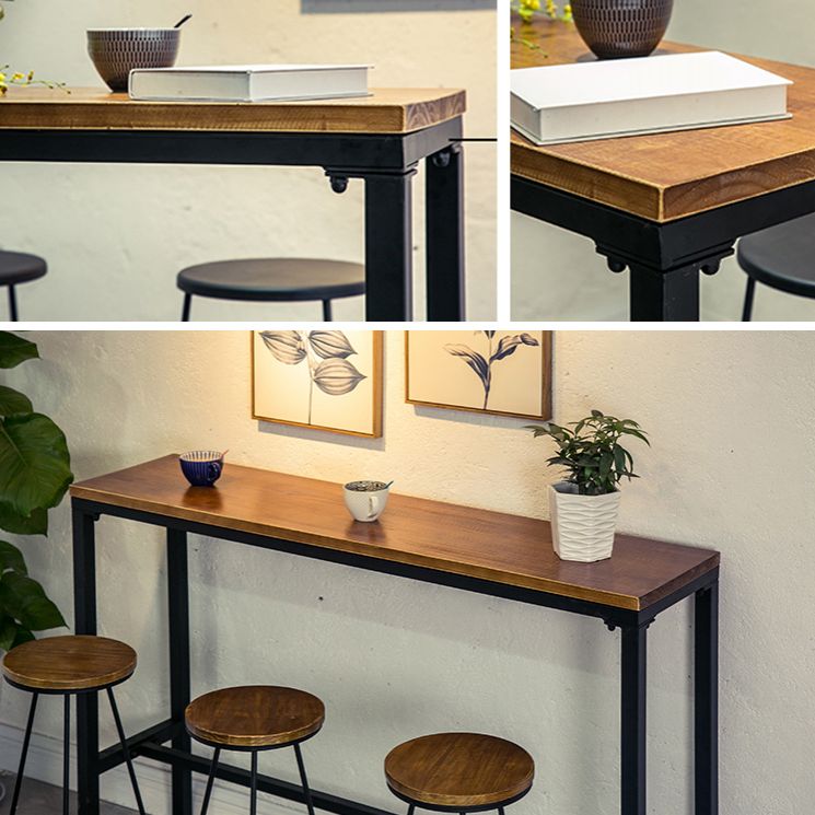 Industrial Rectangle Bar Table Set 1/2/7 Pcs Brown Wooden Bar Table Set