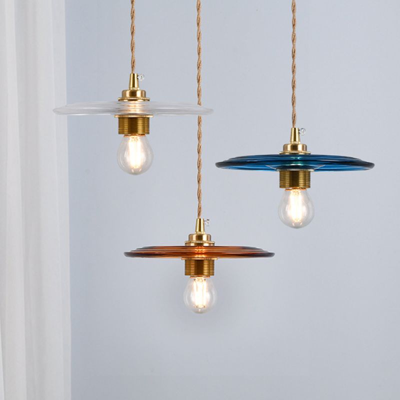 Retro Minimalist 1 Light Pendant Lamp Lens Glass Shade Pendant Light Fixture for Living Room