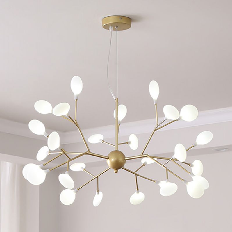 Metal Branch Shape Chandelier Nordic Style Fireflies Hanging Lamp for Restaurant
