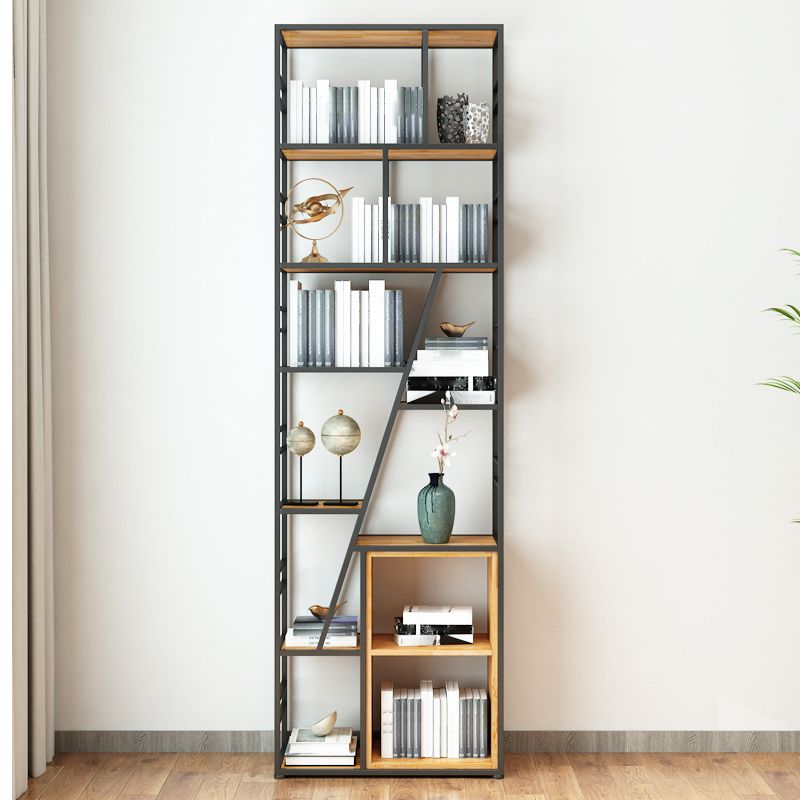 Modern Bookcase Metal and Wooden Shelf Bookcase for Study Room