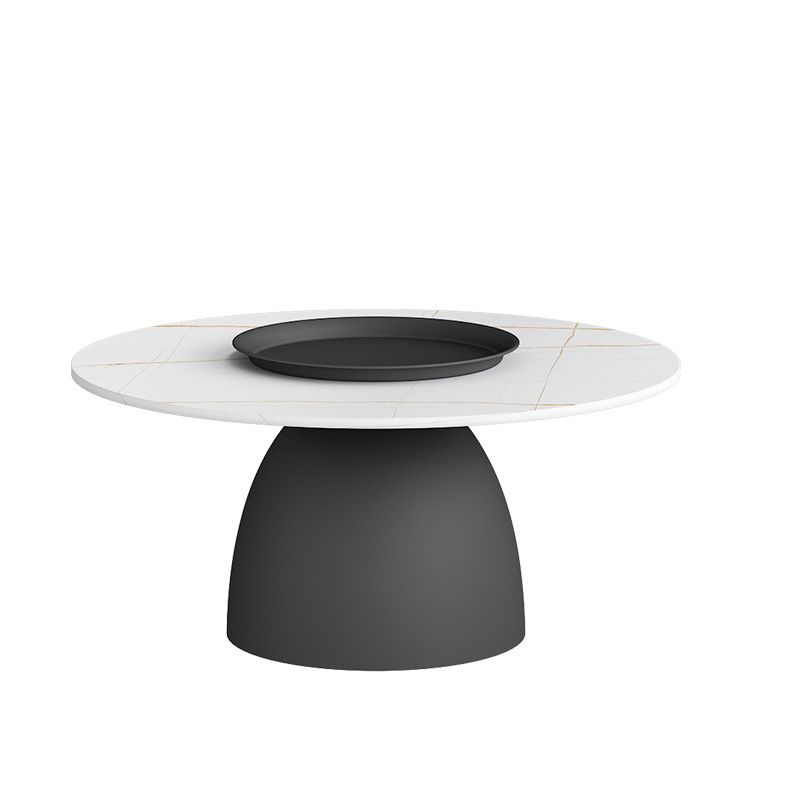 Modern Style Rock Plate Top Metal Iron Base Round Coffee Table