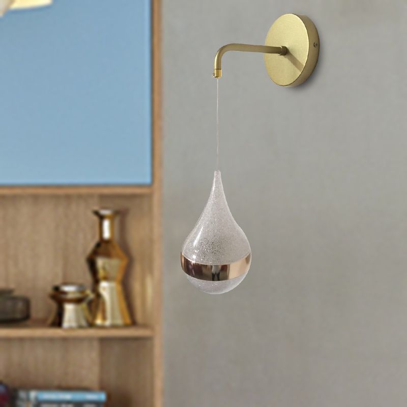 Gold Teardrop Wall Sconce Lighting Contemporary LED Crystal Wall Light Fixture in Warm/White/3 Color Light