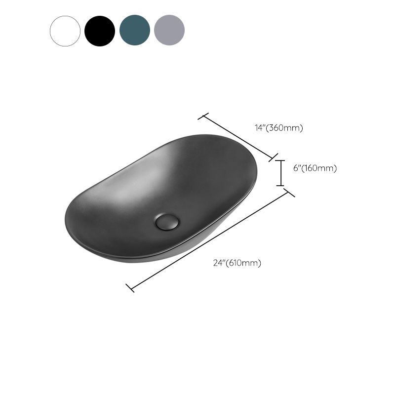 Modern Vessel Lavatory Sink Oval Porcelain with Faucet Vessel Sink