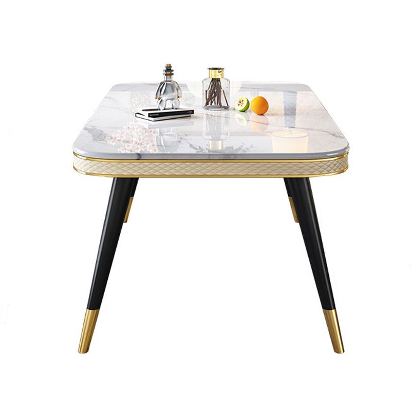 Table à manger en marbre Style de luxe Table rectangulaire à 4 pieds pour salle à manger