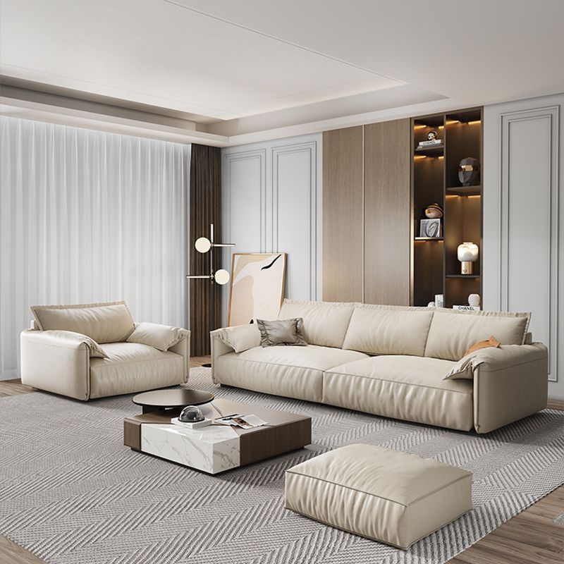 Leather Square Arm Loveseat Standard Loose Back Settee Furniture