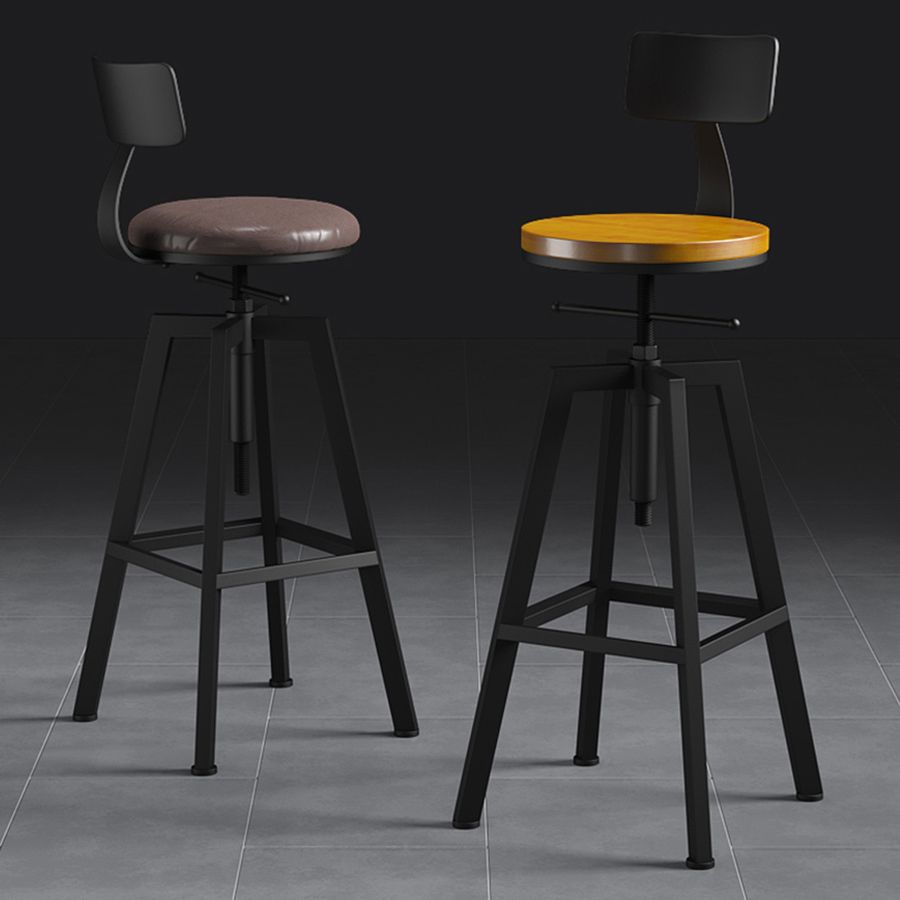 Round Metal Counter & Bar Stool Industrial Footrest Counter-height Stool