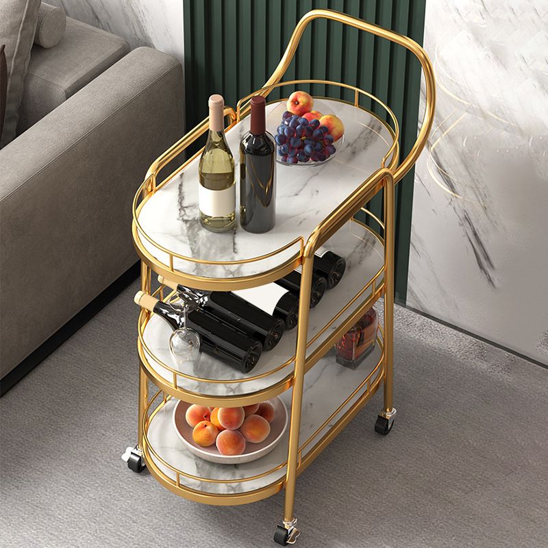 24.41"W Rolling Contemporary Prep Table Metal Prep Table with Towel Rack