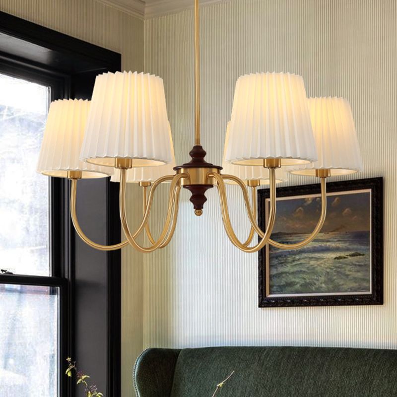 French Style Ceiling Light Cylinder Shape Ceiling Lamp with Fabric Shade for Bedroom