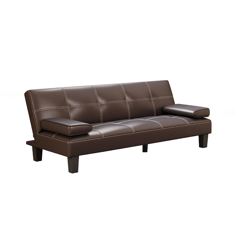 Modern Biscuit Back Faux Leather Sofa with Foldable and Wear-resisting