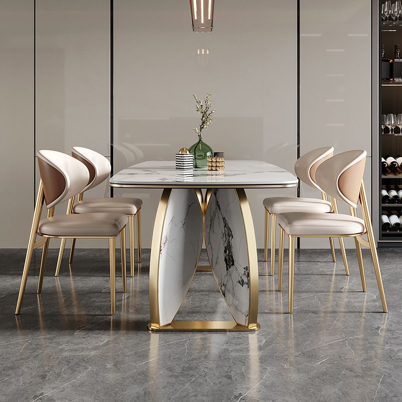 Luxurious 1/4/5/7 Pieces Rectangle Dining Set Sintered Stone Top Dinette Table Set