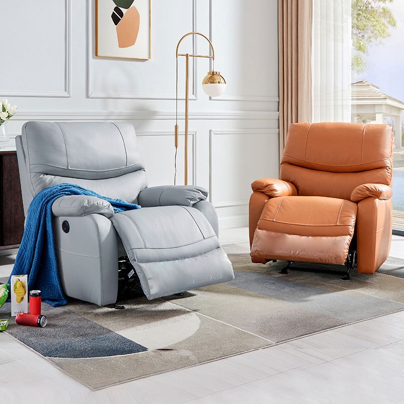 Genuine Leather Standard Recliner Power-Push Botton Recliners