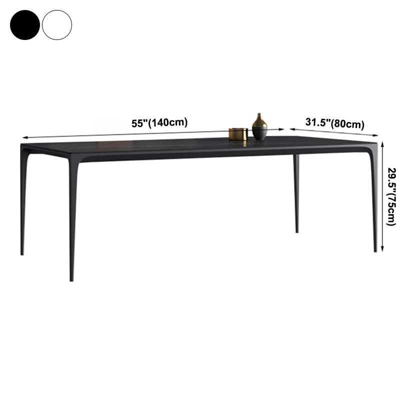 Simplicity Rectangle Dining Room Table Sintered Stone Table with 4 Black Legs