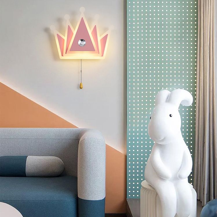 Lampade di applique a forma di corona moderna a forma di corona in metallo 1 illuminazione montata a parete