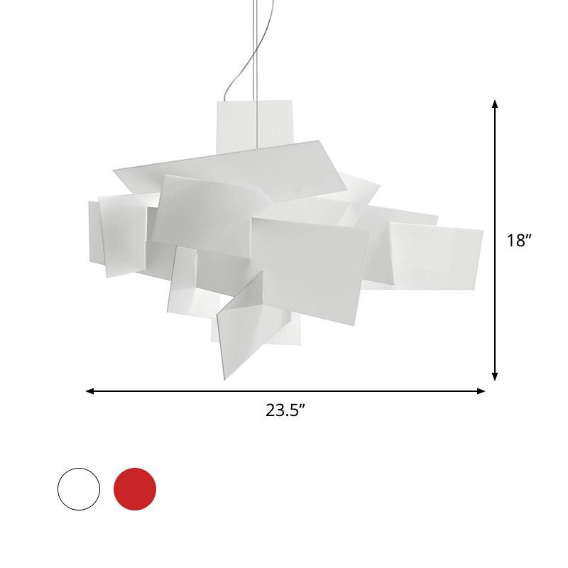 Artistry Spliced Acrylic Drop Pendant 2 Bulbs Multi Light Ceiling Light in White/Red for Living Room