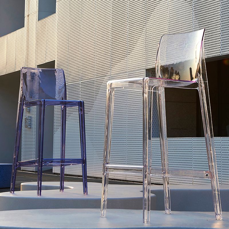Contemporary Plastic Low Back Indoor Bar Stool with Footrest