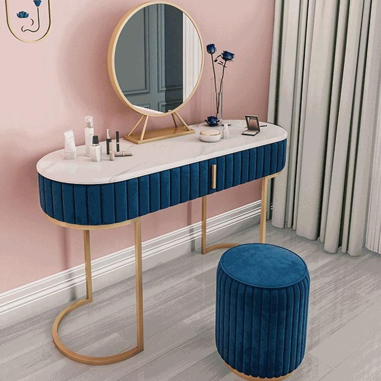 Glam Style 1-drawer Marble Top Make-up Vanity Dressing Table