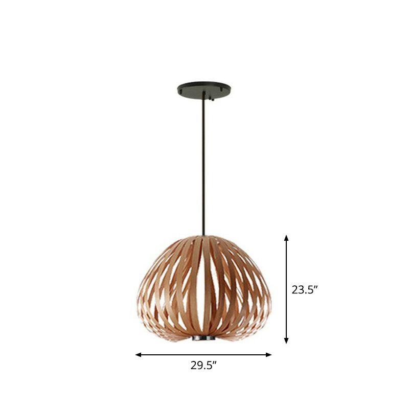 Sphere Restaurant Suspension Beleuchtung Holz mit Single-Bulb minimalistischer Anhänger Licht Kit