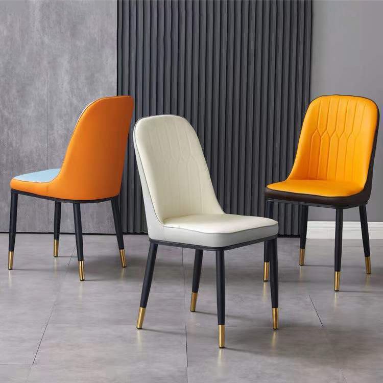 Glam Faux Leather Dining Chair Parsons Chair in Matte Finish for Office