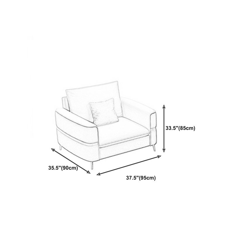 Contemporary Recessed Arm Sofa with Pillows Back and Golden Legs