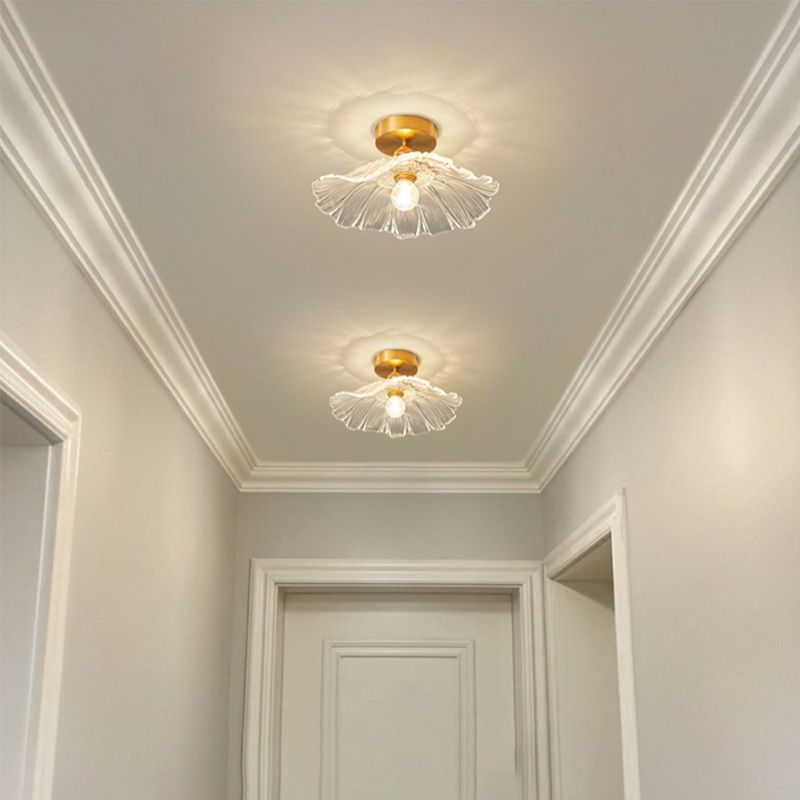 1-Light Ceiling Light Modern Ceiling Mount Light with Glass Shade for Bedroom